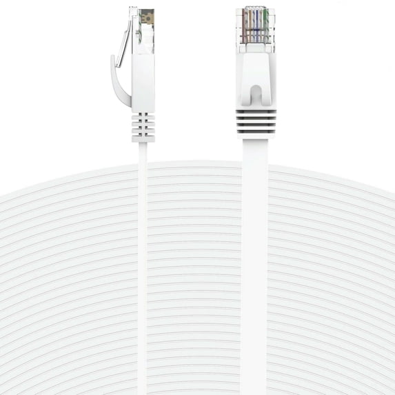 CableVantage CAT6 CAT6 FLAT RJ45 Ethernet LAN Network Patch Cable For PC, Mac, Laptop, PS3, PS4, XBox, Internet Router WHITE