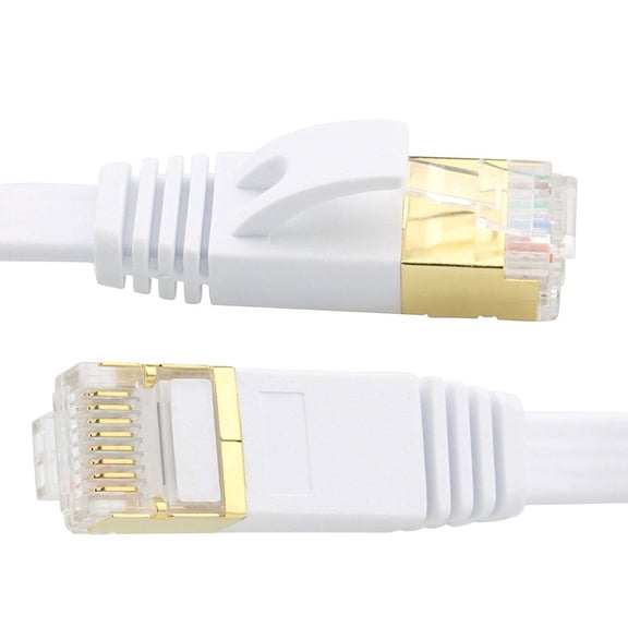CableVantage CAT7 CAT7 RJ45 Ethernet LAN Network Patch Cable For PC, Mac, Laptop, PS3, PS4, XBox, Internet Router WHITE