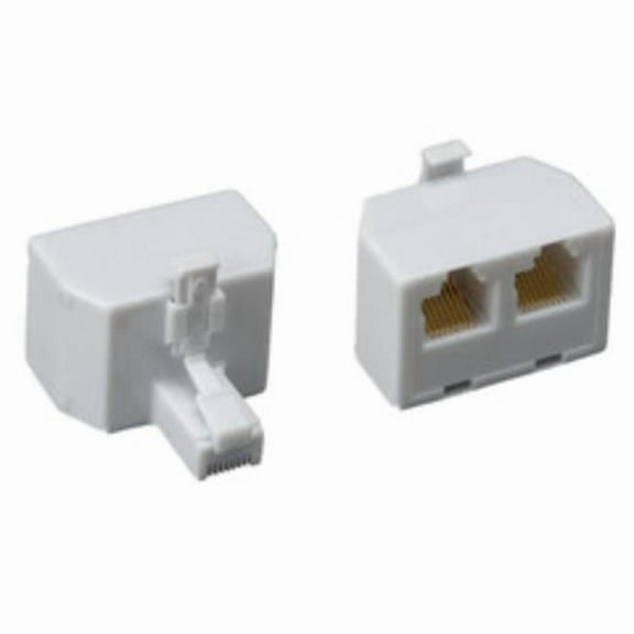 Cablewholesale PA-8P8C-ST-WH RJ45 8P8C Male to 2 RJ45 8P8C Female Straight Phone Splitter, White