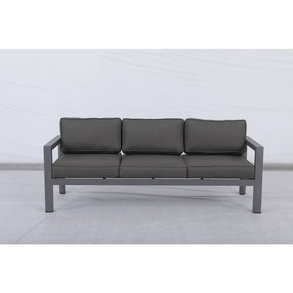 Cabo Aluminum Sofa with Gray Frame in Charcoal Cushion