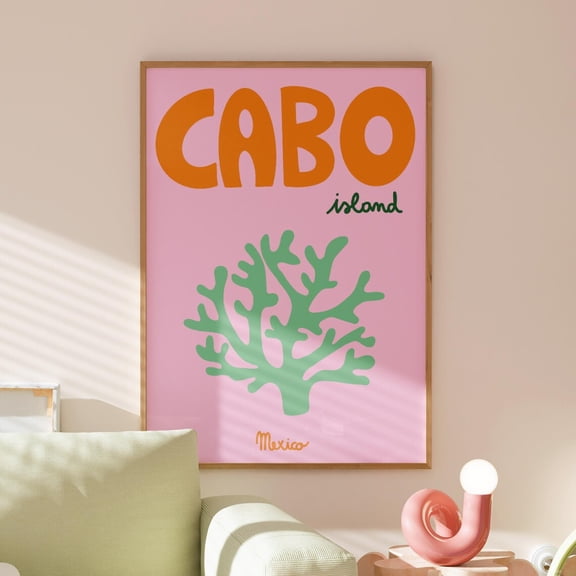 Cabo Island Travel Poster Minimal Tropical Preppy Decor Unframed Paper Print