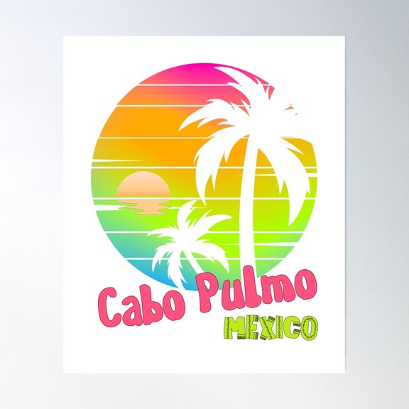 Cabo Pulma Cabo Pulmo Vintage Sunset Mexico Sunrise Beach Lifestyle Ocean Waves Tropical Vacation Poster Wall Art