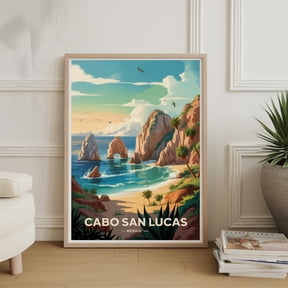 Cabo San Lucas Arch Travel Poster, Vintage Mexico Wall Art