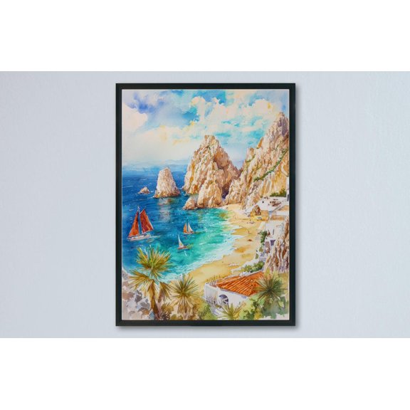 Cabo San Lucas Mexico Coastal Travel Scenic Decorative Interior Home Wall Art Poster