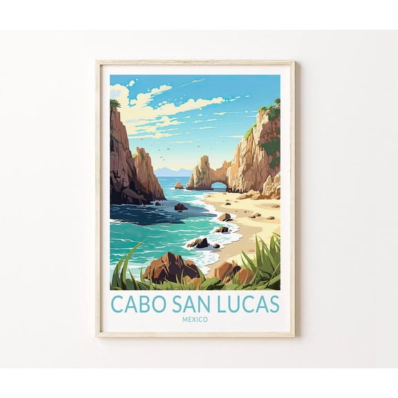 Cabo San Lucas Mexico Lands End Arch Coastal Poster, Travel Inspired Home And Office Decor