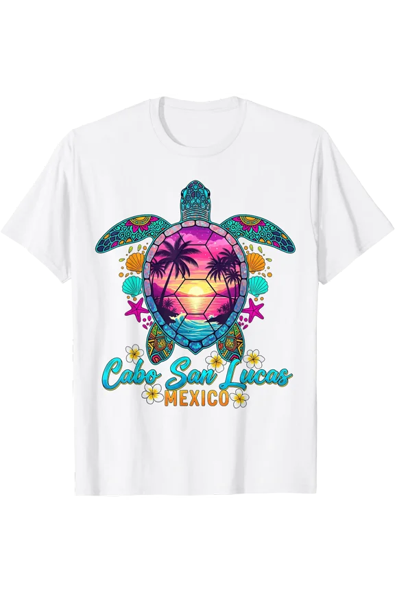 Cabo San Lucas Mexico Sea Turtle Sunset Tropical Beach T-Shirt, Vintage Birthday Gift