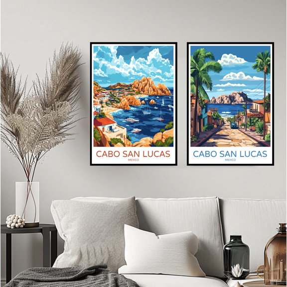 Cabo San Lucas Mexico Travel Baja California Los Cabos Wall Travel Mexico Room Poster, Set 2, Poster Only