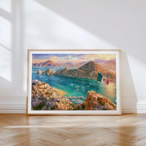 Cabo San Lucas Mexico Travel Poster, Cabo San Lucas Print, Coastal Wall Art, Poster Only