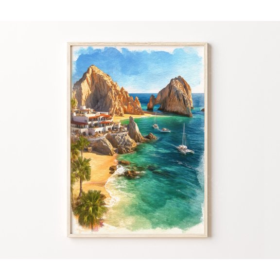 Cabo San Lucas Mexico Travel Poster El Arco Cabo Coast Art Mexico Wall Art, Poster Only