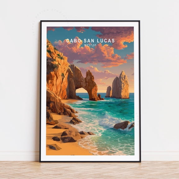 Cabo San Lucas Mexico Travel Poster, Minimalist Cityscape Wall Art, Poster Only
