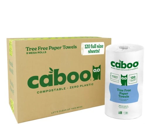Caboo Bamboo Paper Towels, 2-ply, 120 Sheets, 8 Rolls