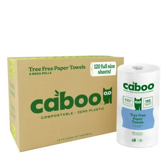 Caboo Bamboo Paper Towels, 2-ply, 120 Sheets, 8 Rolls