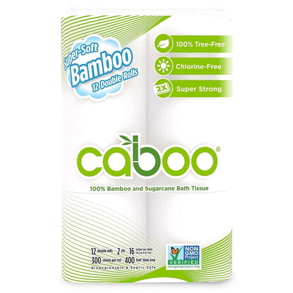 Caboo 75 Sheets Bamboo Paper Towel Roll - 2 count per pack -- 12