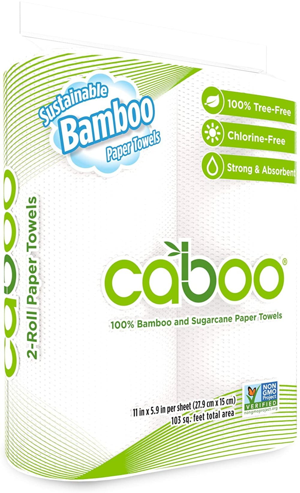 Caboo Tree Free Bamboo Paper Towels packaging showing eco-friendly kitchen paper towels