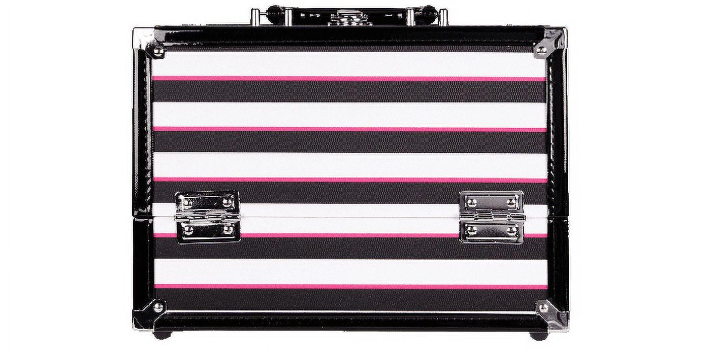 Caboodles Inspired Makeup Case, 2 Tray, Multi Color Striped