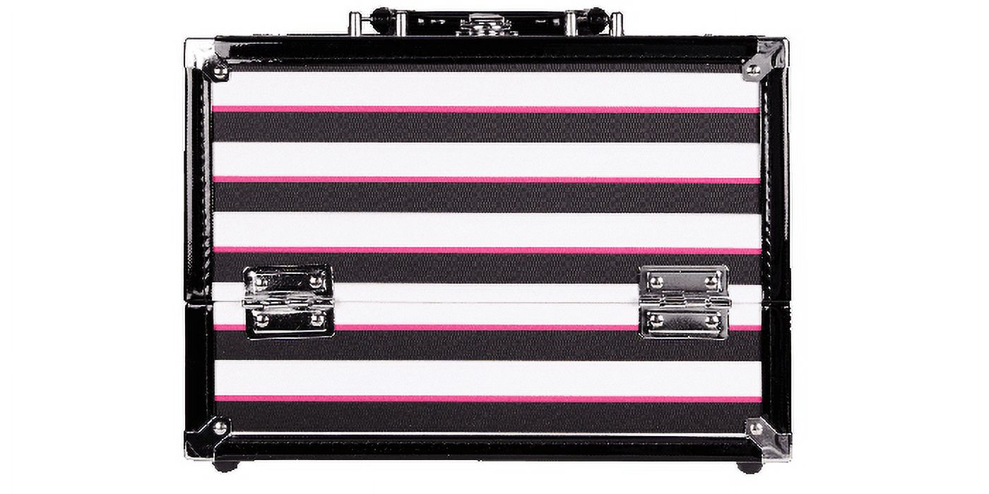 Caboodles Inspired Makeup Case, 2 Tray, Multi Color Striped