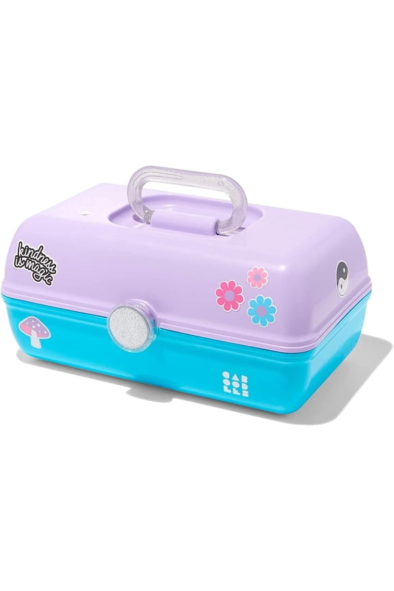 Caboodles Makeup Case Large - Travel Cosmetic Train Caboodle for Girls Organizer Storage Case - Lilac Purple and Blue 13" x 7.4" x 6", Sold by Claire's