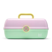 Caboodles On-The-Go Girl Makeup Box, Two-Tone Lavender and Light Green, Hard Plastic Makeup Organizer Box, Built-In Mirror, Secure Latch for Safe Travel, Spacious Storage for Large Items