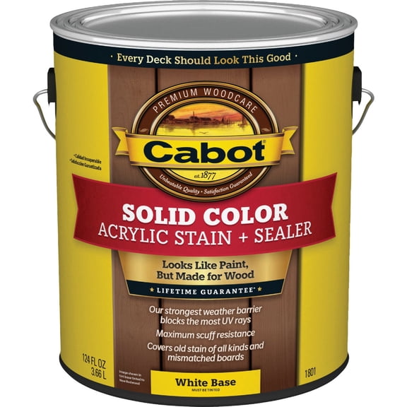 Cabot Creamery Cabot Decking Stain - Solid Exterior Wood Finish - 1 Gallon, White Residential Use, Standard Application