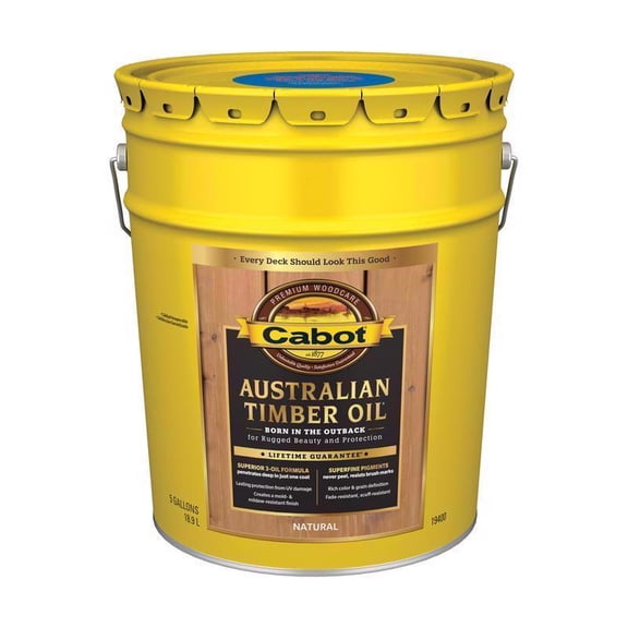 Cabot 19400 5 Gallon, Natural Australian Timber Oil Wood Finish, Water Reduced