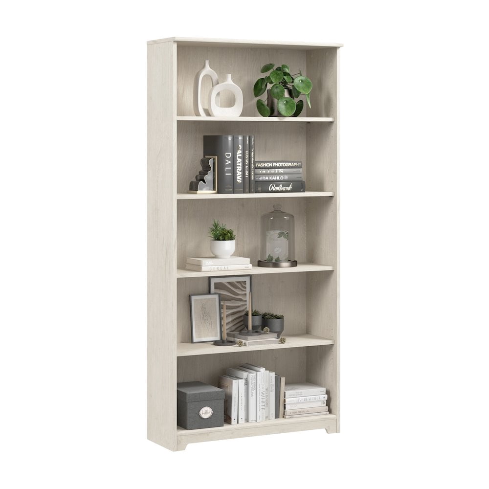 Cabot 5 Shelf Tall Bookcase in Linen White Oak - Engineered Wood