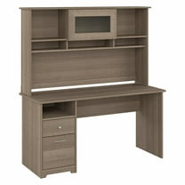 Cabot 60W Computer Desk with Hutch in Ash Gray - Engineered Wood
