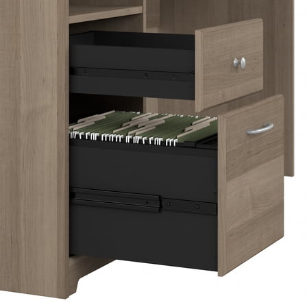 Cabot 60W L Shaped Computer Desk with Hutch in Ash Gray - Engineered Wood