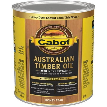 Cabot Australian Timber Oil Penetrating Oil Formula Honey Teak 1 Qt Case of 4