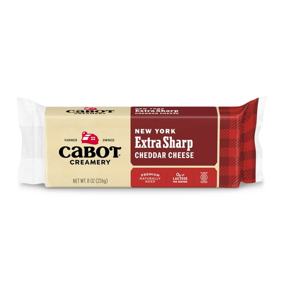 Cabot Creamery New York Extra Sharp Cheddar Cheese Block 8 oz (Refrigerated)