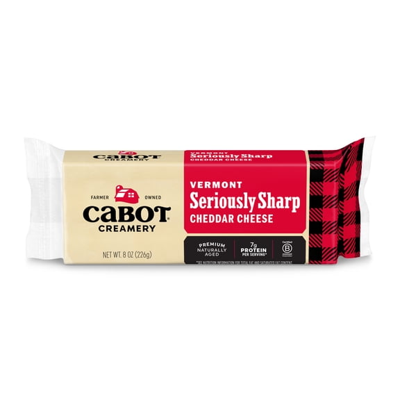 Cabot Creamery Seriously Sharp Cheddar Cheese Block 8 oz (Refrigerated)
