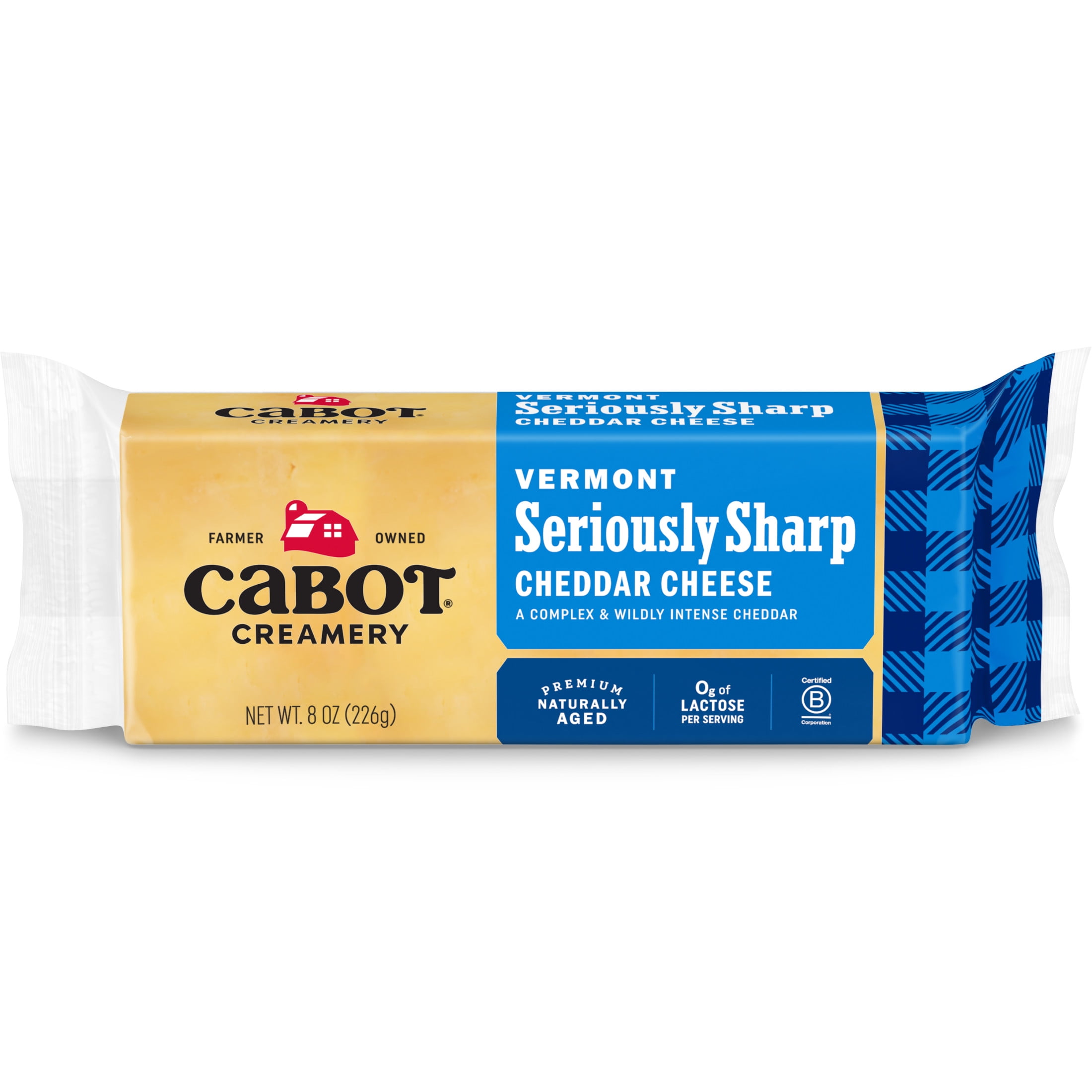 Cabot Creamery Seriously Sharp Yellow Cheddar Cheese Block 8 oz (Refrigerated)