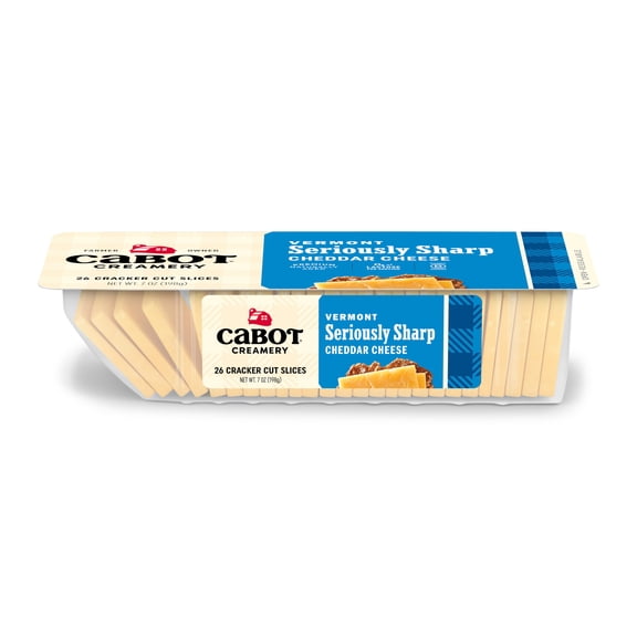 Cabot Creamery Seriously Sharp Yellow Cheddar Cheese Cracker Cuts 7 oz (Refrigerated, Sliced)