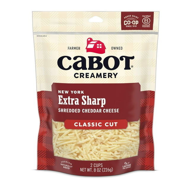 Cabot Creamery Shredded New York Extra Sharp Cheddar Cheese 8 oz