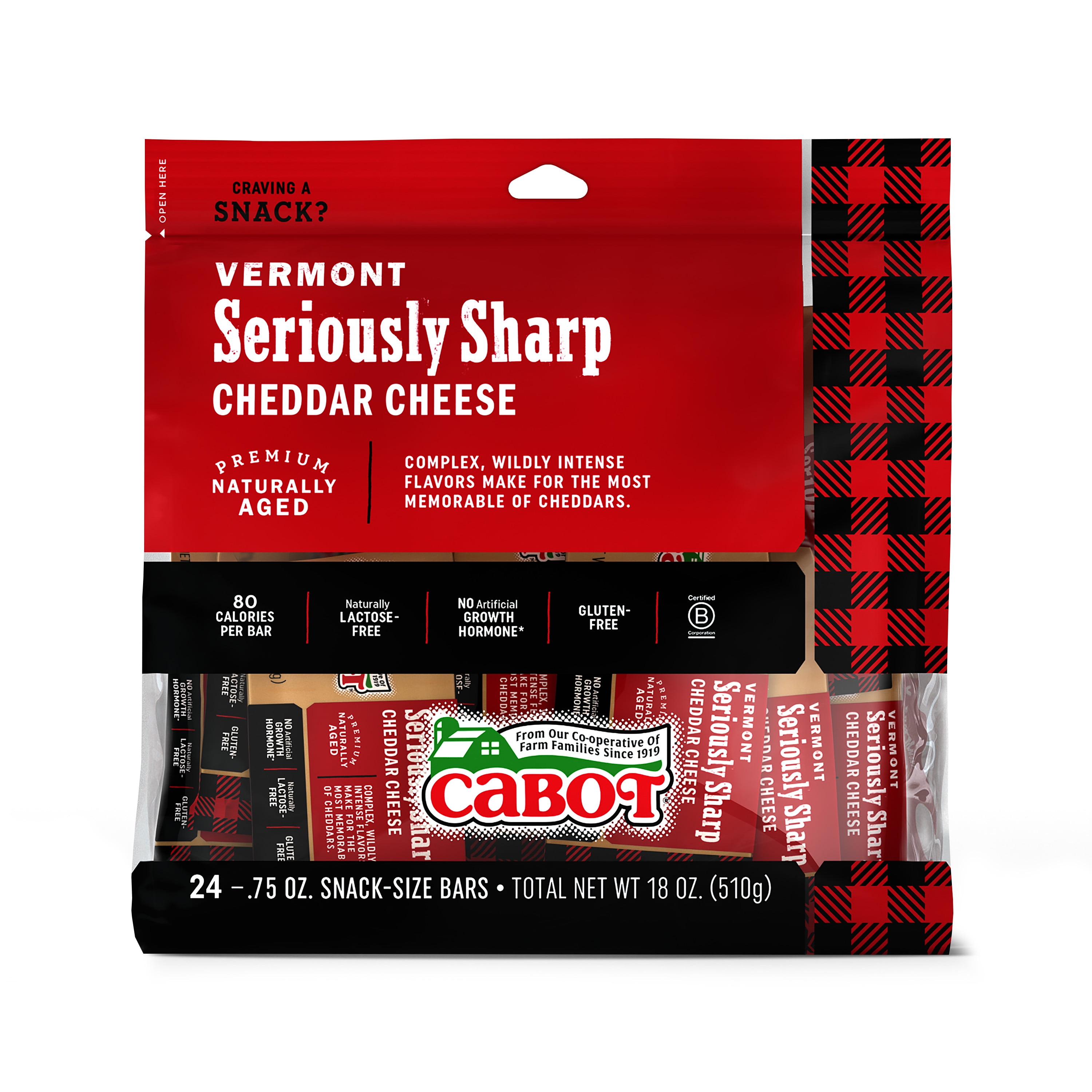 Cabot Creamery Snack Seriously Sharp Cheddar Cheese .75 oz 8 Count