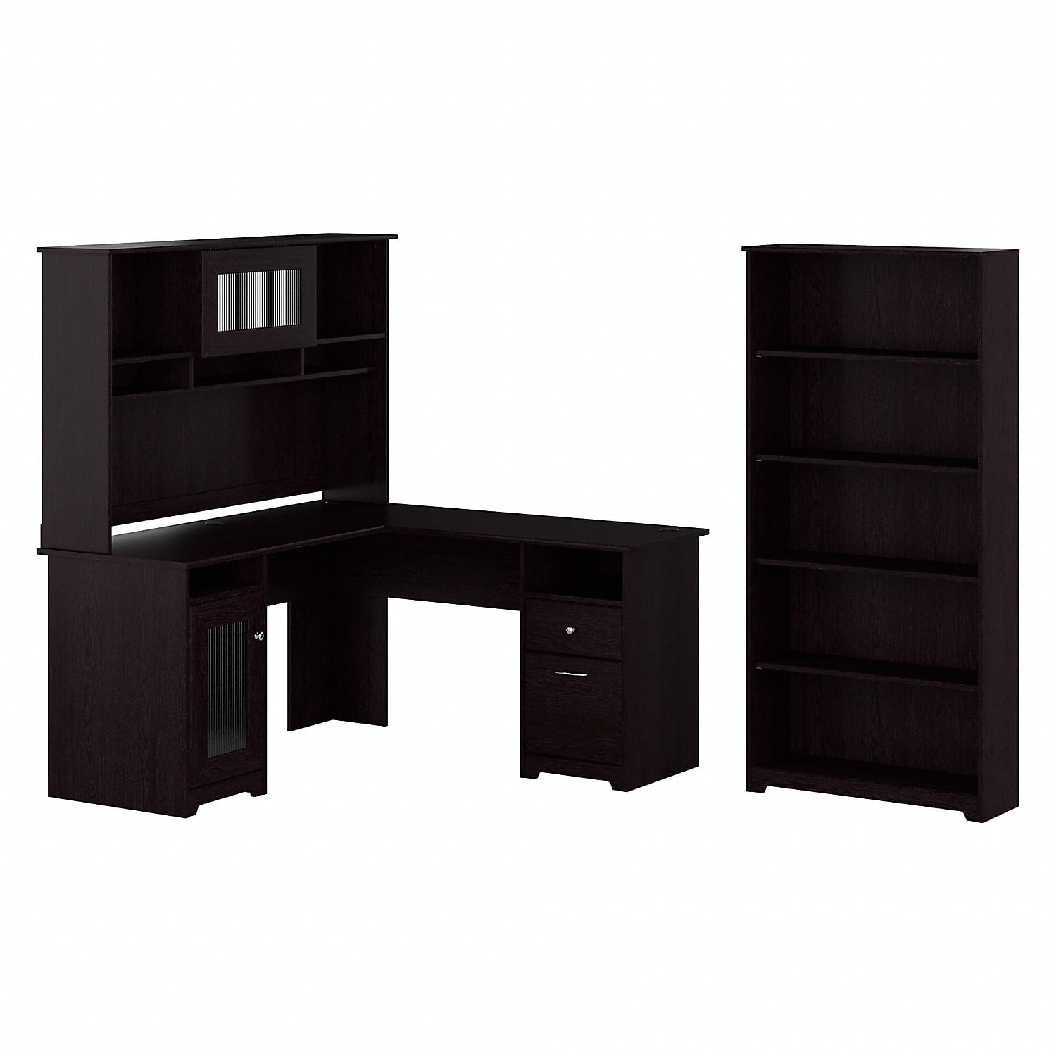 Cabot L Shaped Desk Office Desk with Hutch Storage Drawers Engineered Wood Heather Gray Walmart