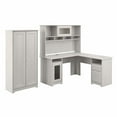 thumbnail image 1 of Cabot L Desk with Hutch and Tall Cabinet in Linen White Oak - Engineered Wood, 1 of 7