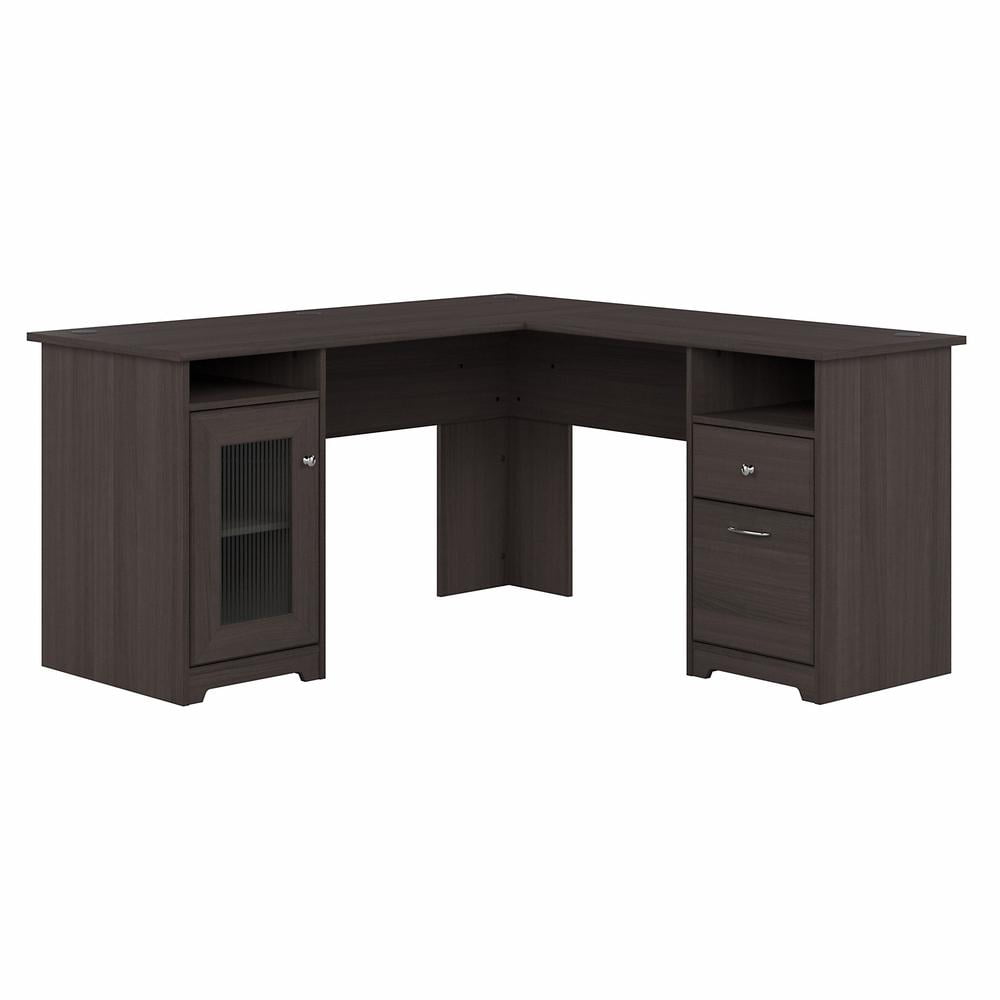 Heather Gray Corner Computer Desk with Drawers and Filing Cabinet