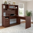 thumbnail image 1 of Cabot Modern 60W L Desk with Hutch, includes File Drawer and Storage Shelves in Harvest Cherry, 1 of 9