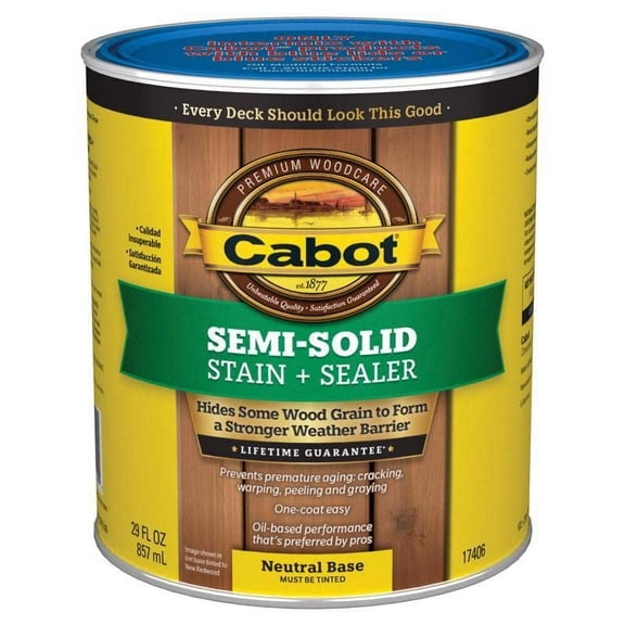 Cabot Semi-Solid Tintable Neutral Base Oil-Based Natural Oil/Waterborne Hybrid Deck and Siding Stain