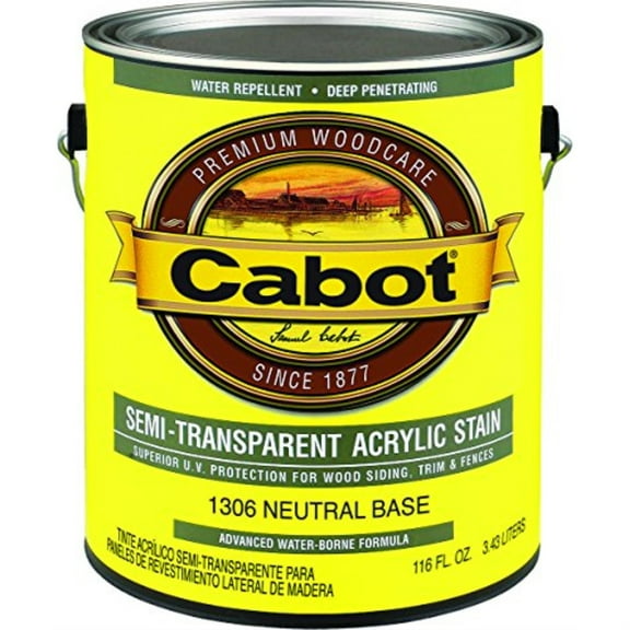 1200799 STAIN ST DS NEUT BS GL Cabot Semi-Transparent Tintable Neutral Base Water-Based Penetrating Waterborne Siding Stain 1 gal (Pack of 4)