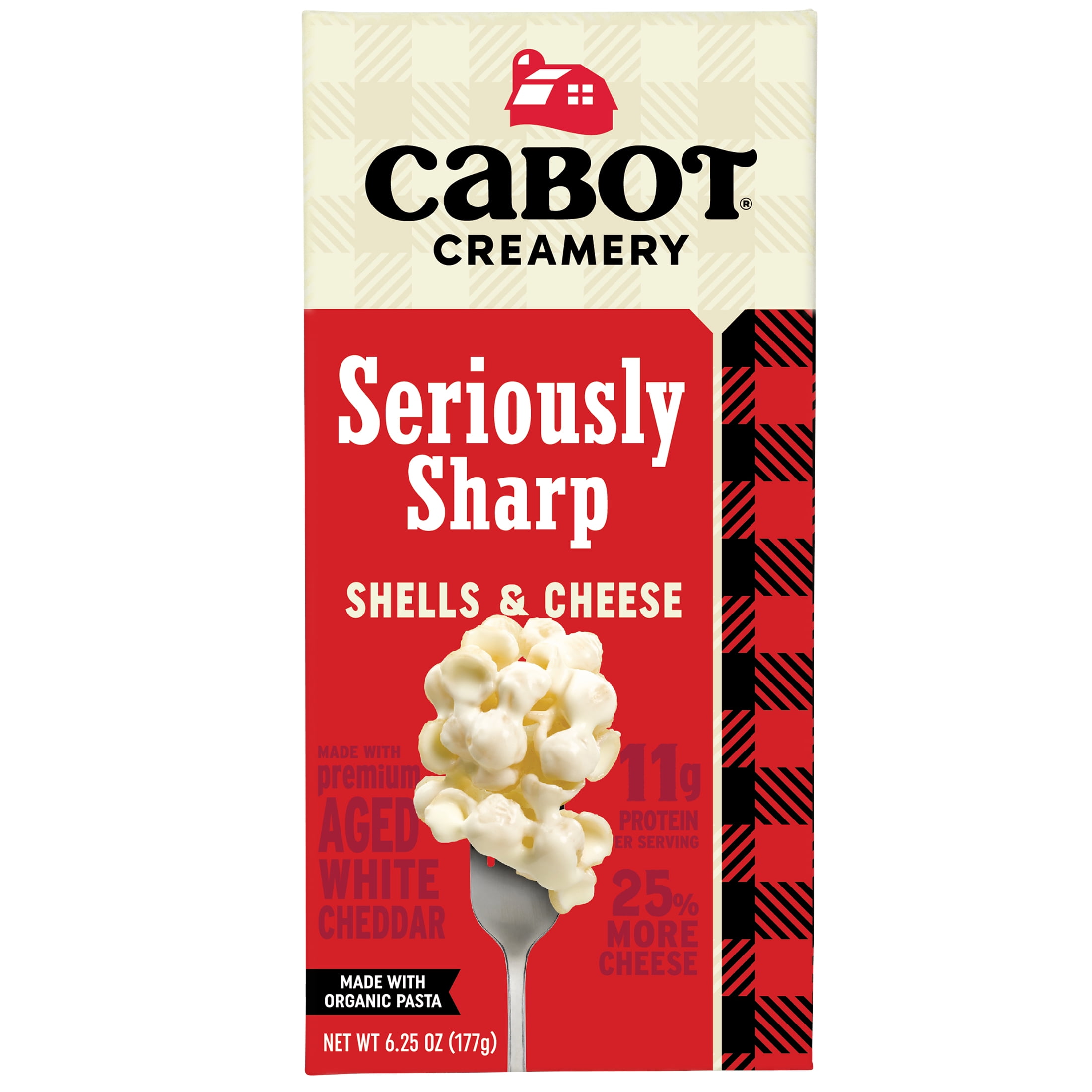 Cabot Seriously Sharp White Cheddar Macaroni and Cheese Shells, 6.25 oz, Shelf-Stable