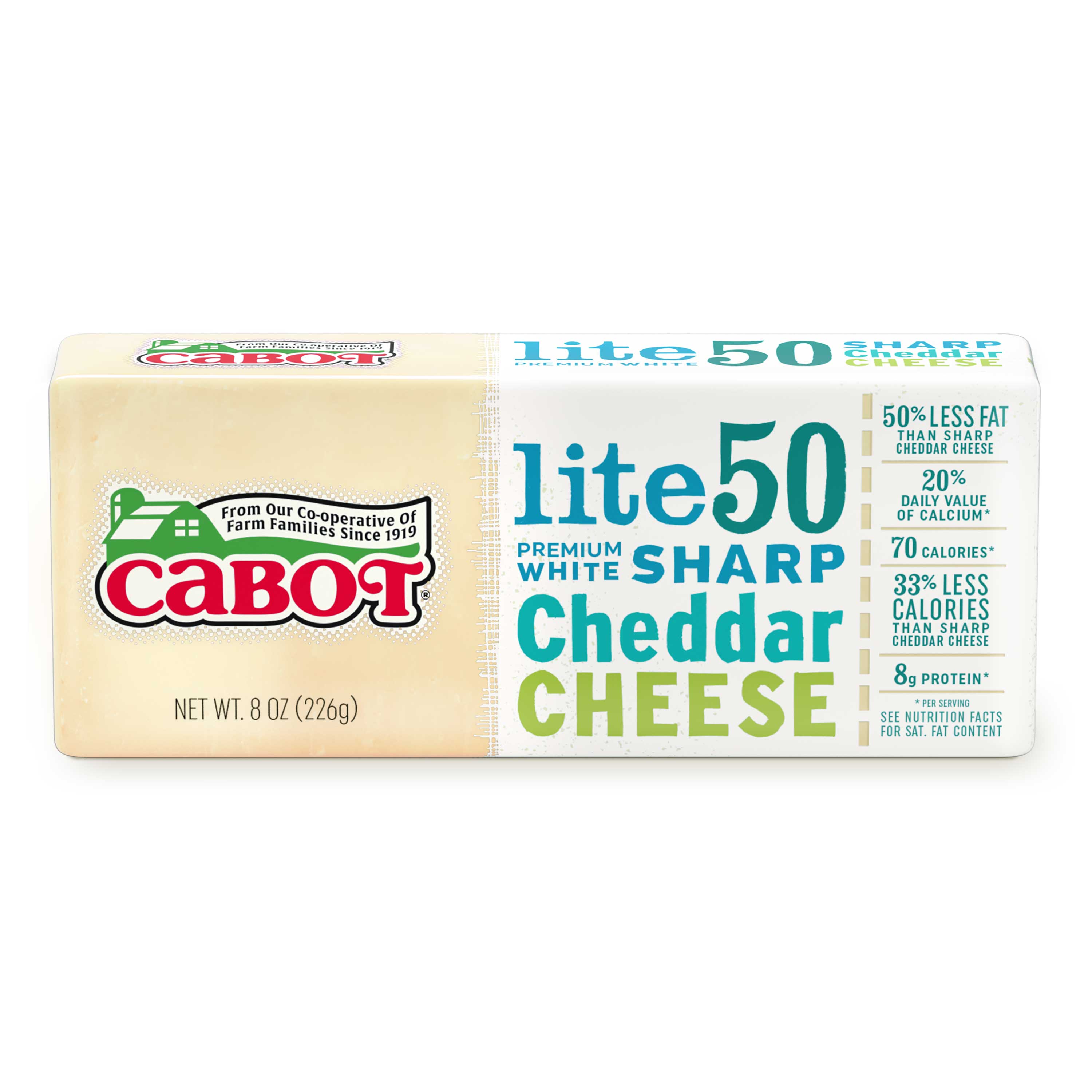 Cabot Sharp Lite50 Cheddar Cheese Bar, 8 oz
