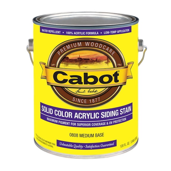 Cabot Solid 0808 Medium-Water-Based Acrylic Solid Color Deck Stain 1gal (4-pack)