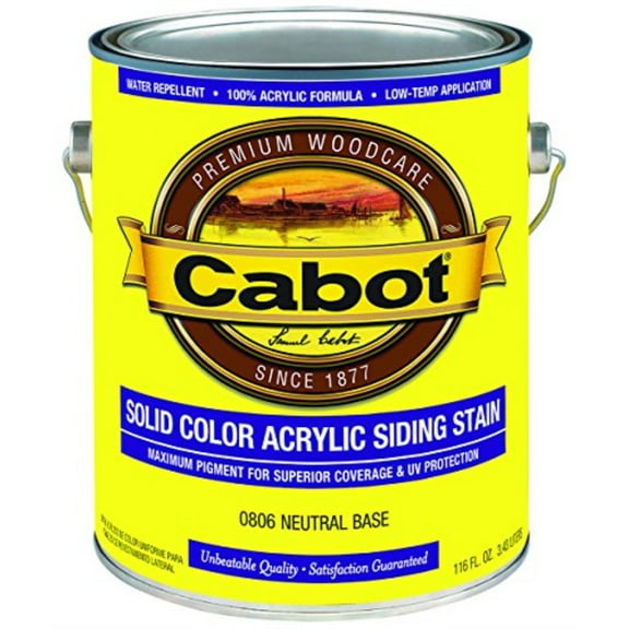 1213776 CABOT SC ACR SS NEUT GAL Cabot 800 Series Solid Tintable Satin Neutral Base Acrylic Siding Stain 1 gal (Pack of 4)