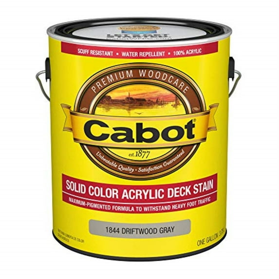 1109925 STAIN DECK SOLID DRGRYGL Cabot Solid Tintable Driftwood Gray Water-Based Acrylic Deck Stain 1 gal (Pack of 4)