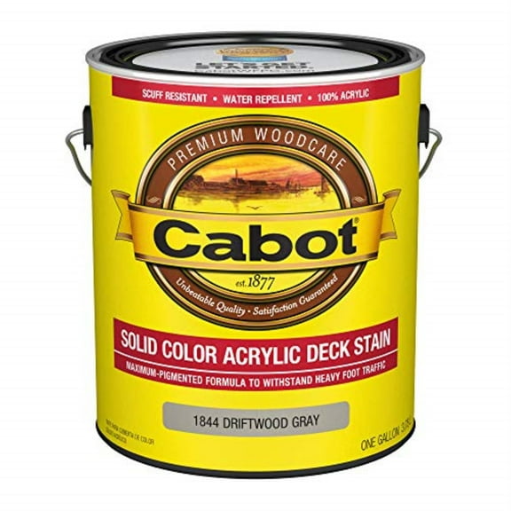 1109925 STAIN DECK SOLID DRGRYGL Cabot Solid Tintable Driftwood Gray Water-Based Acrylic Deck Stain 1 gal (Pack of 4)