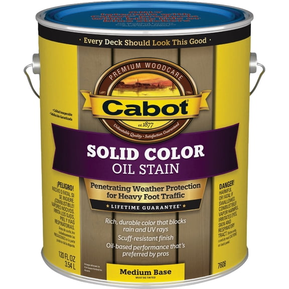 Cabot Solid Tintable 7608 Medium Base Oil-Based Deck Stain 1 gal. - Total Qty: 4; Each Pack Qty: 1