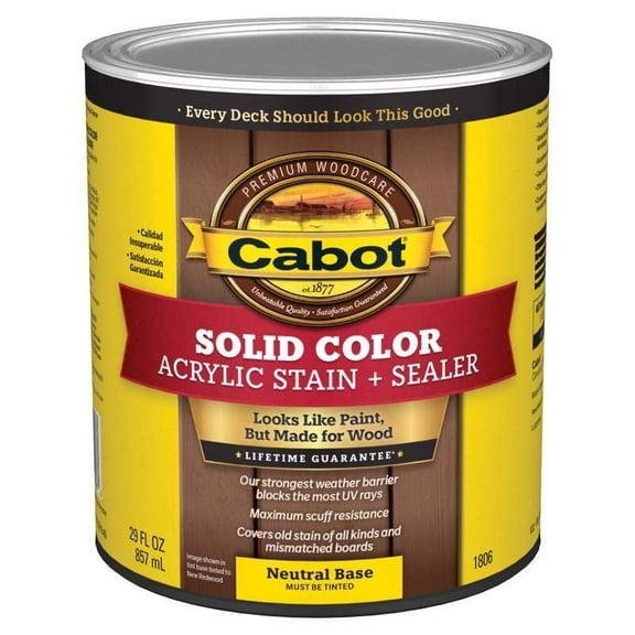 Cabot Solid Tintable Neutral Base Oil-Based Acrylic Deck Stain 1 qt.