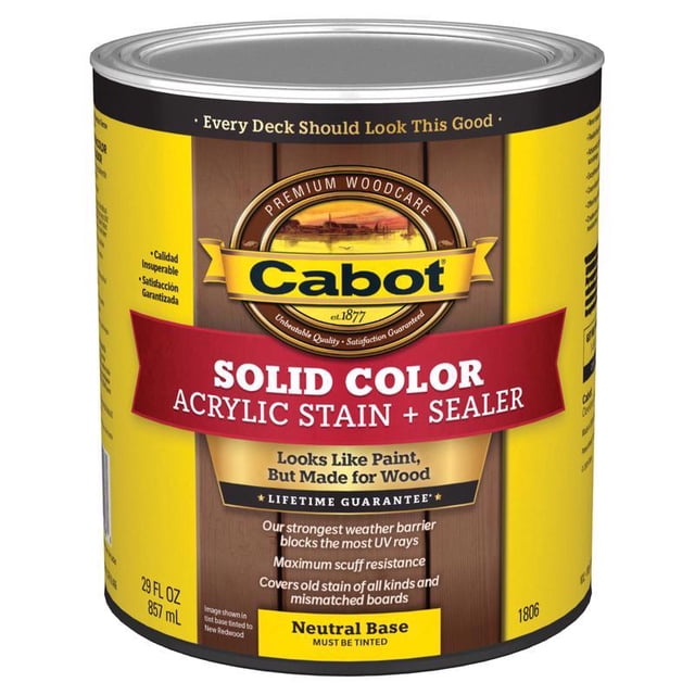 Cabot Solid Tintable Neutral Base Oil-Based Acrylic Deck Stain 1 qt ...