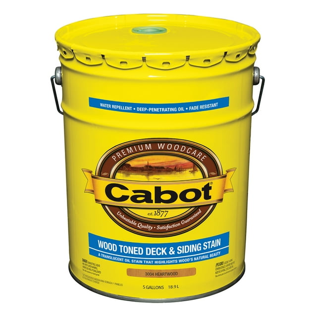 Cabot 5 Gal. Heartwood Tone OilBased Stain for Wood Exterior, Deck and Siding, Cedar and
